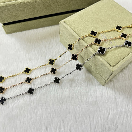 [Aurelle Style]CLOVER 6 MOTIF  ONYXS BRACELET
