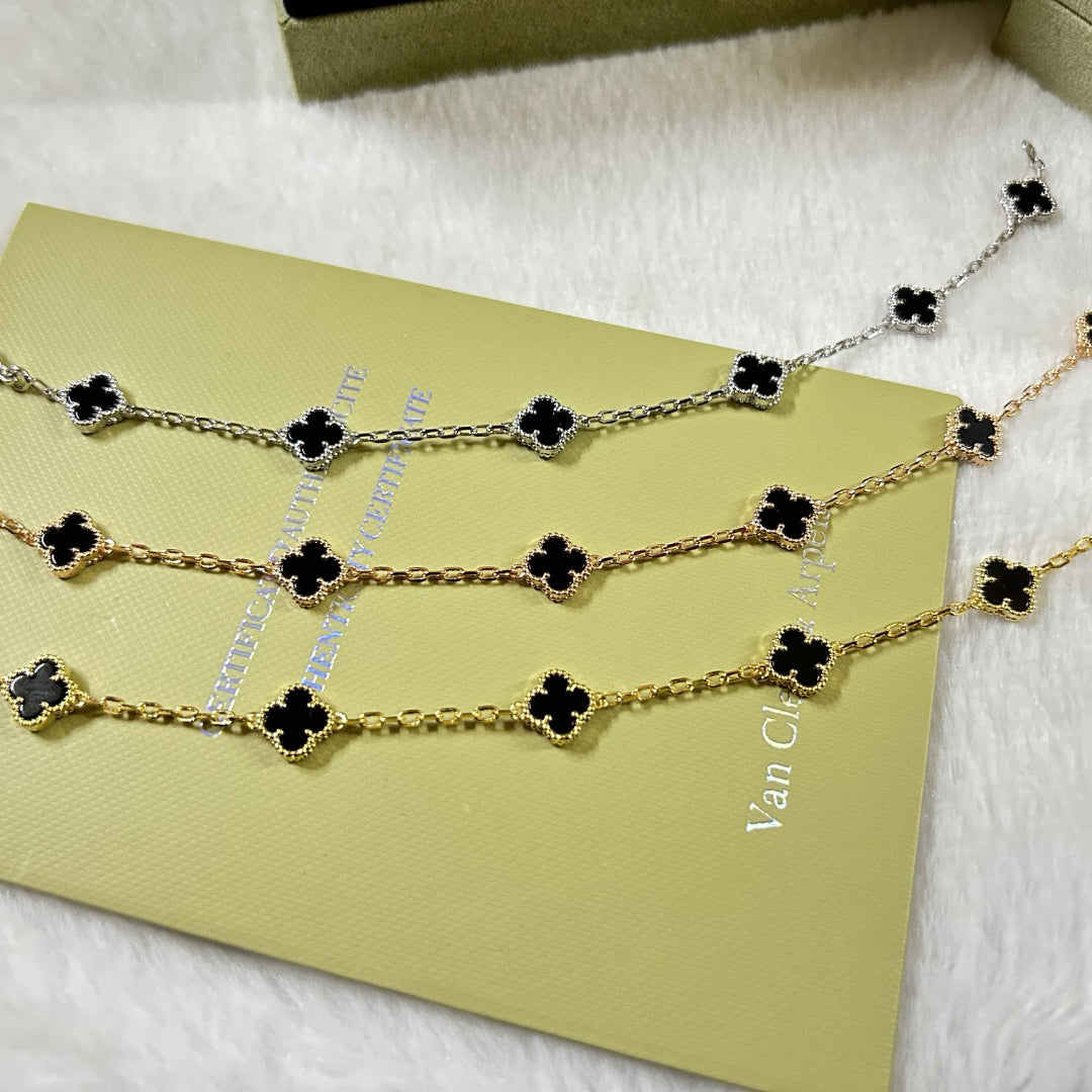 [Aurelle Style]CLOVER 6 MOTIF  ONYXS BRACELET