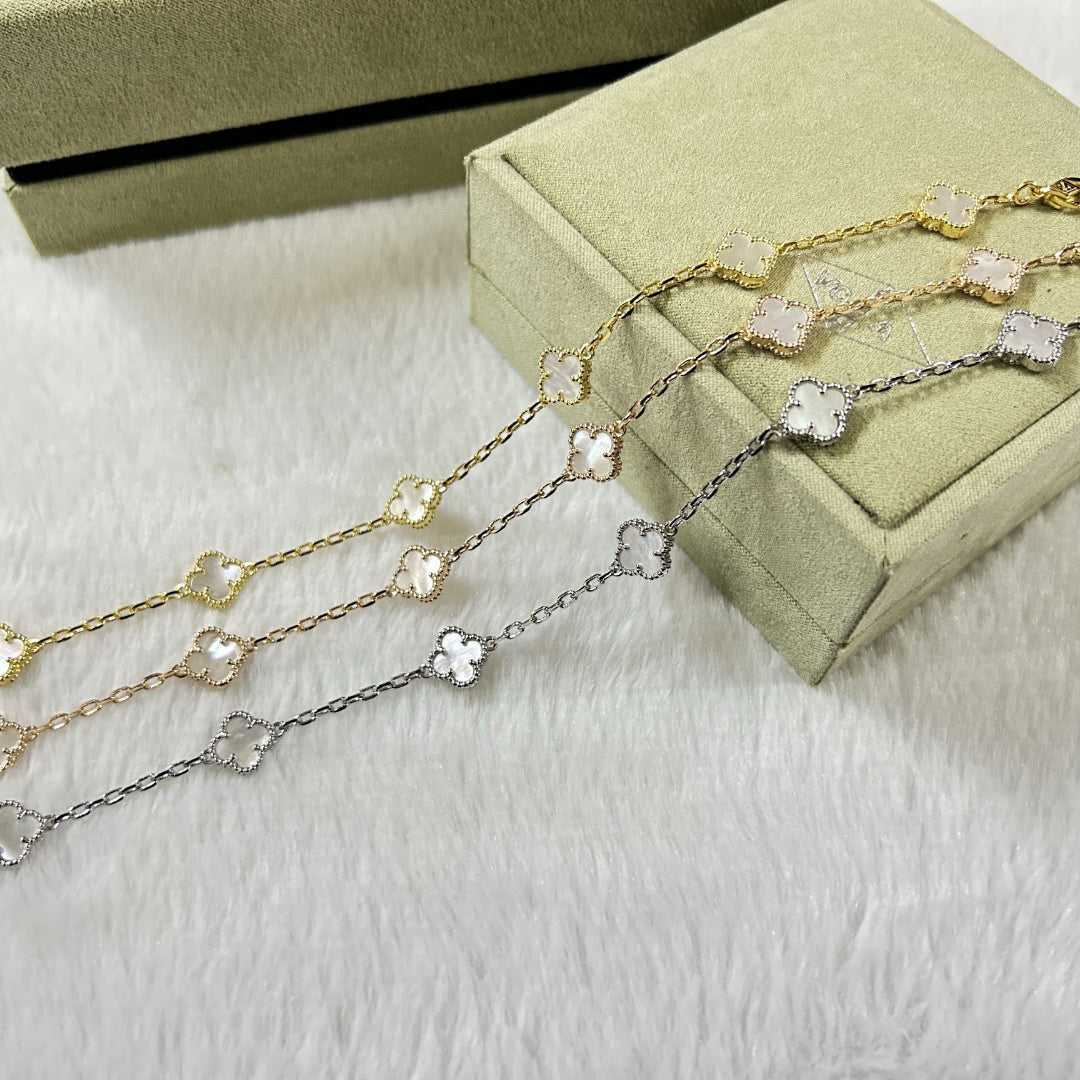 [Aurelle Style]CLOVER 6 MOTIF WHITE MOP BRACELET