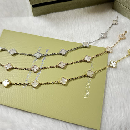 [Aurelle Style]CLOVER 6 MOTIF WHITE MOP BRACELET