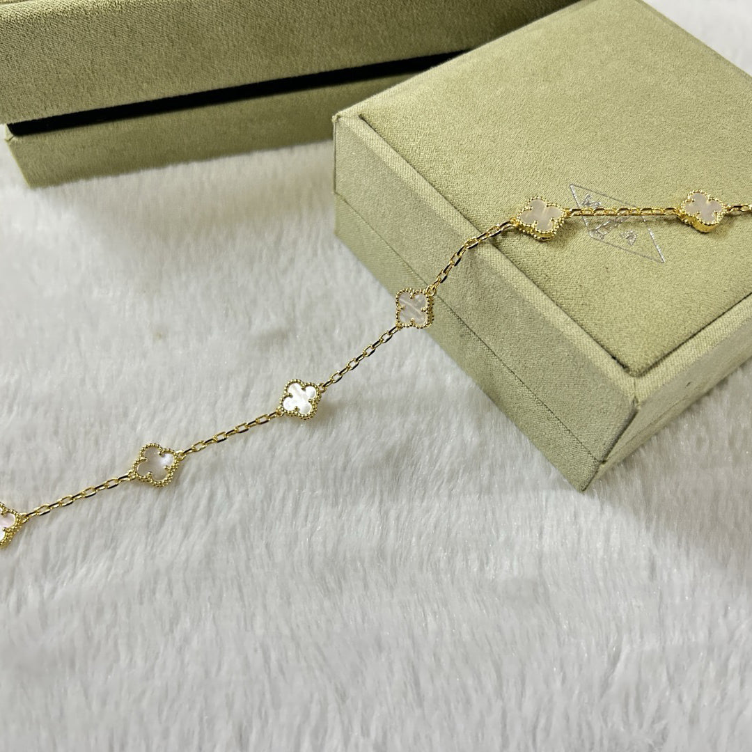 [Aurelle Style]CLOVER 6 MOTIF WHITE MOP BRACELET