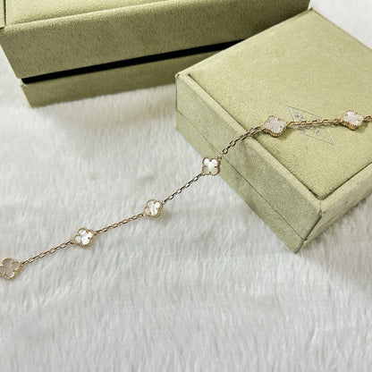 [Aurelle Style]CLOVER 6 MOTIF WHITE MOP BRACELET