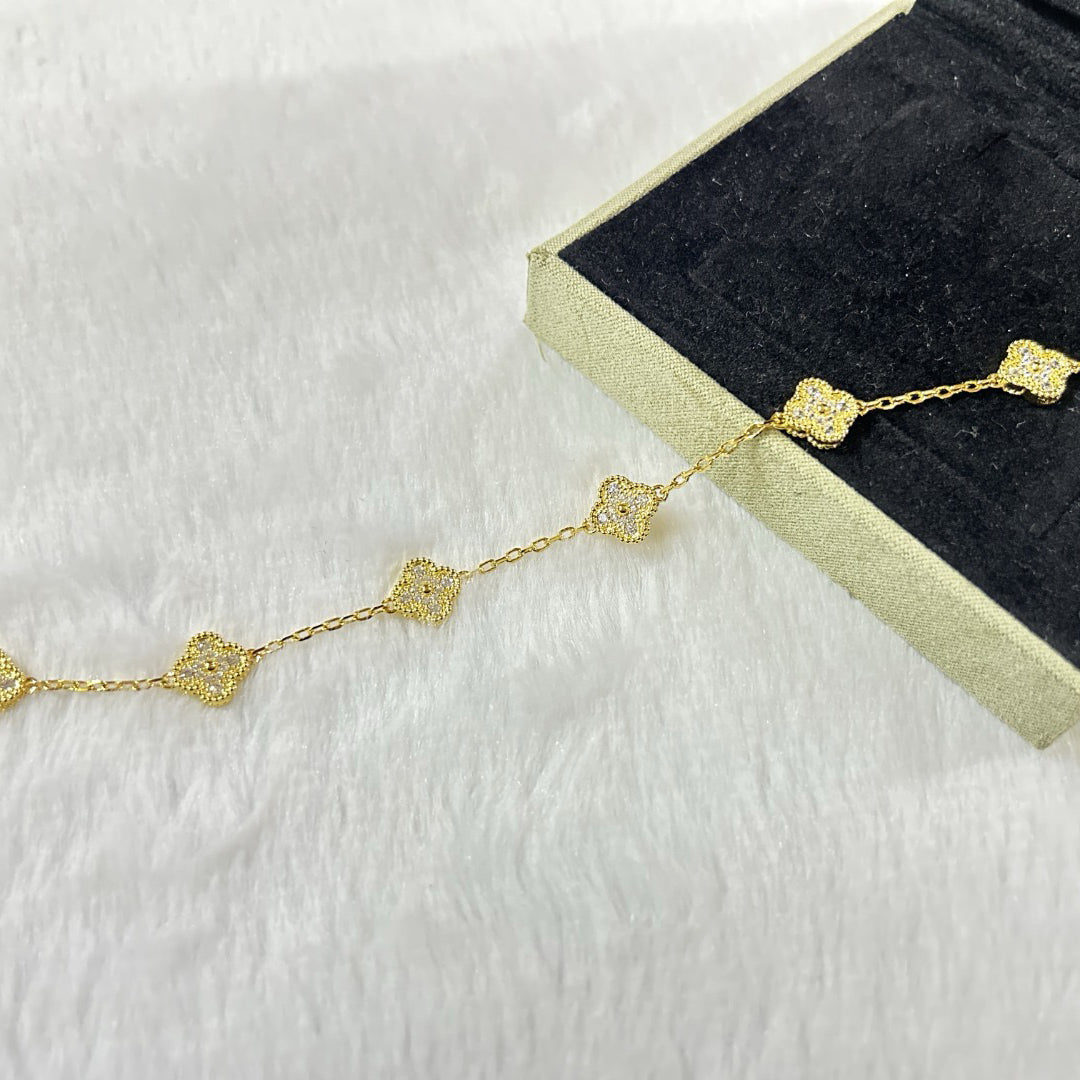 [Aurelle Style]CLOVER 6 MOTIF DIAMOND BRACELET