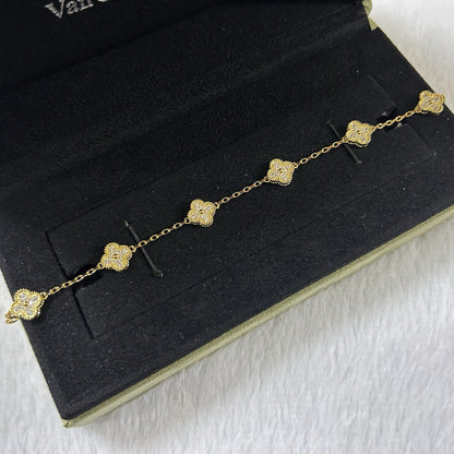 [Aurelle Style]CLOVER 6 MOTIF DIAMOND BRACELET
