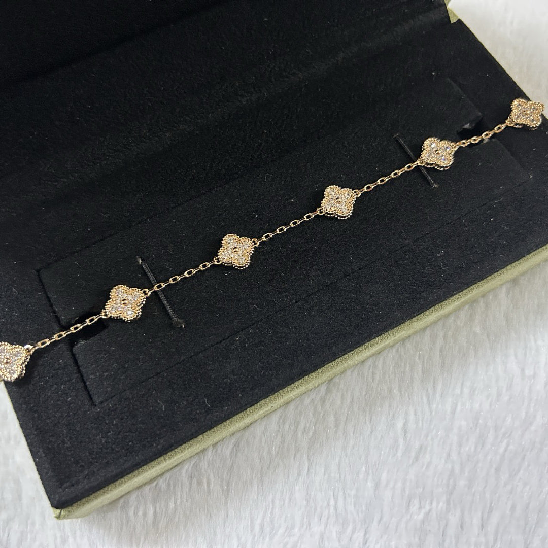 [Aurelle Style]CLOVER 6 MOTIF DIAMOND BRACELET