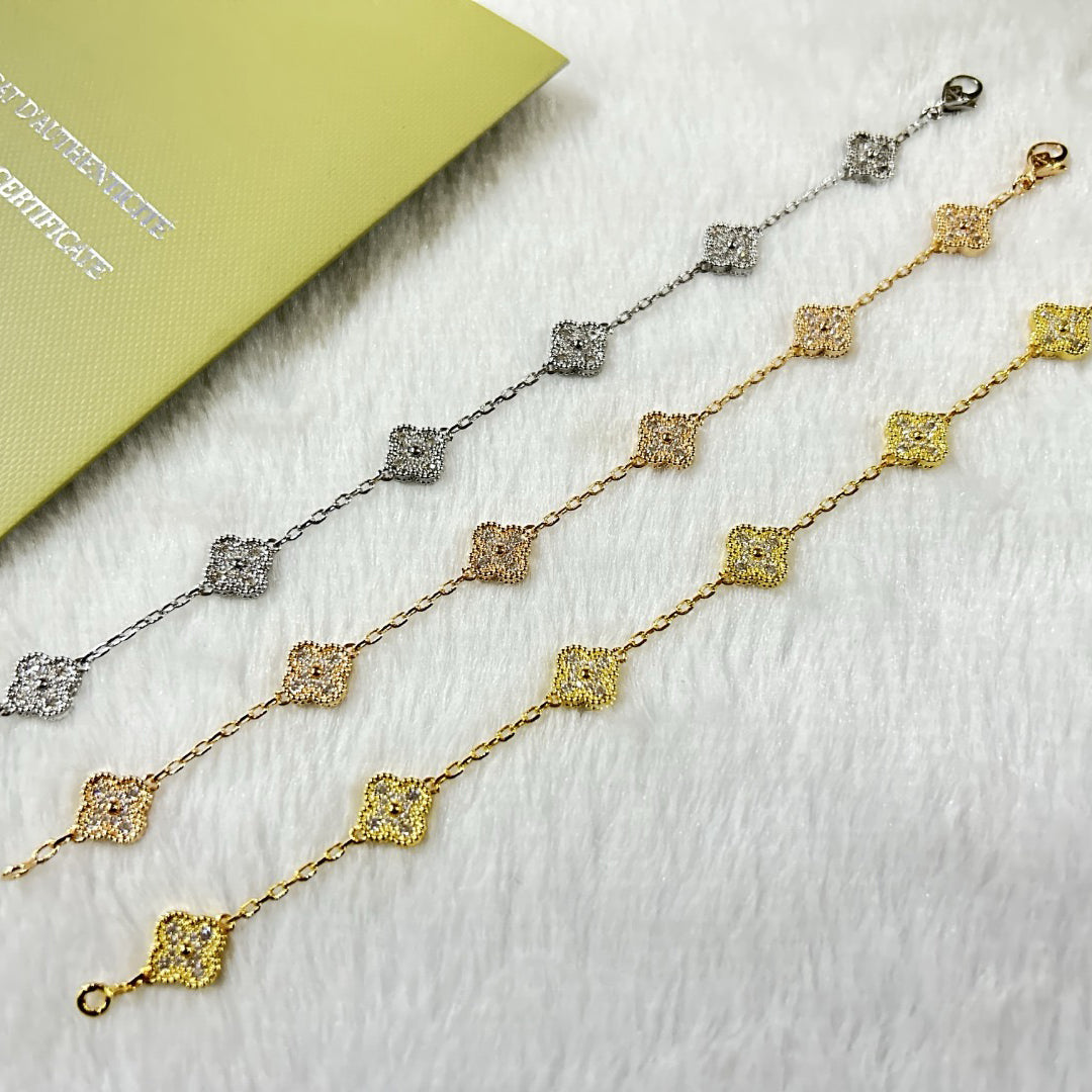 [Aurelle Style]CLOVER 6 MOTIF DIAMOND BRACELET