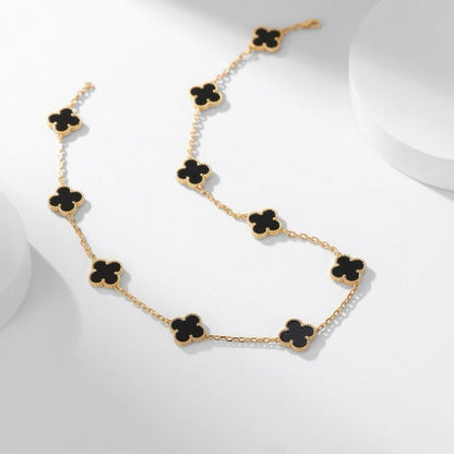[Aurelle Style]CLOVER 10 MOTIFS ONYX NECKLACE