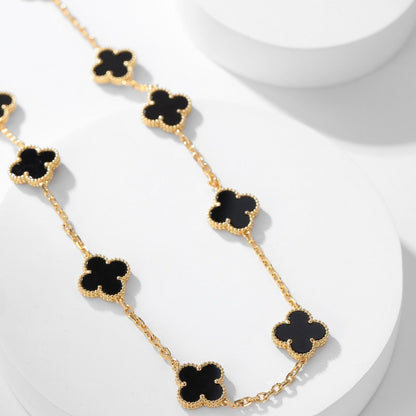 [Aurelle Style]CLOVER 10 MOTIFS ONYX NECKLACE