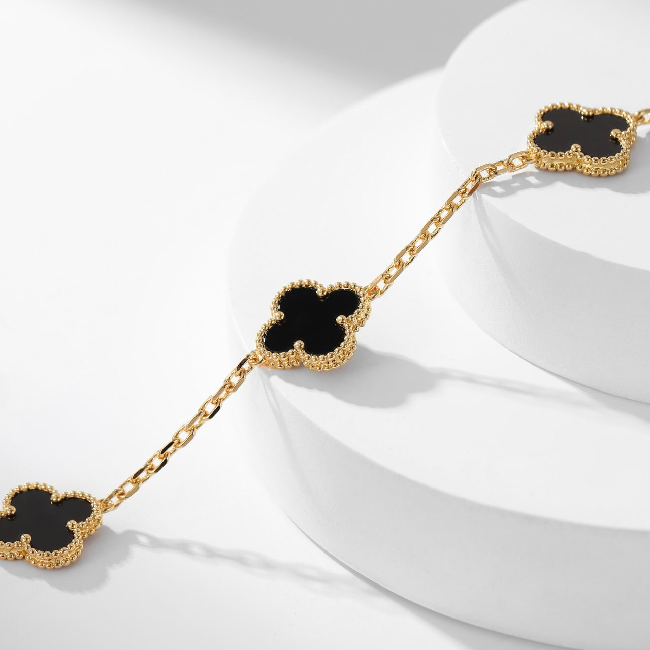 [Aurelle Style]CLOVER 10 MOTIFS ONYX NECKLACE