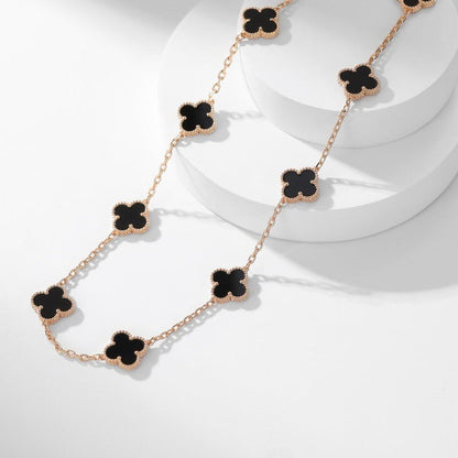 [Aurelle Style]CLOVER 10 MOTIFS ONYX NECKLACE