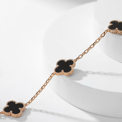 [Aurelle Style]CLOVER 10 MOTIFS ONYX NECKLACE