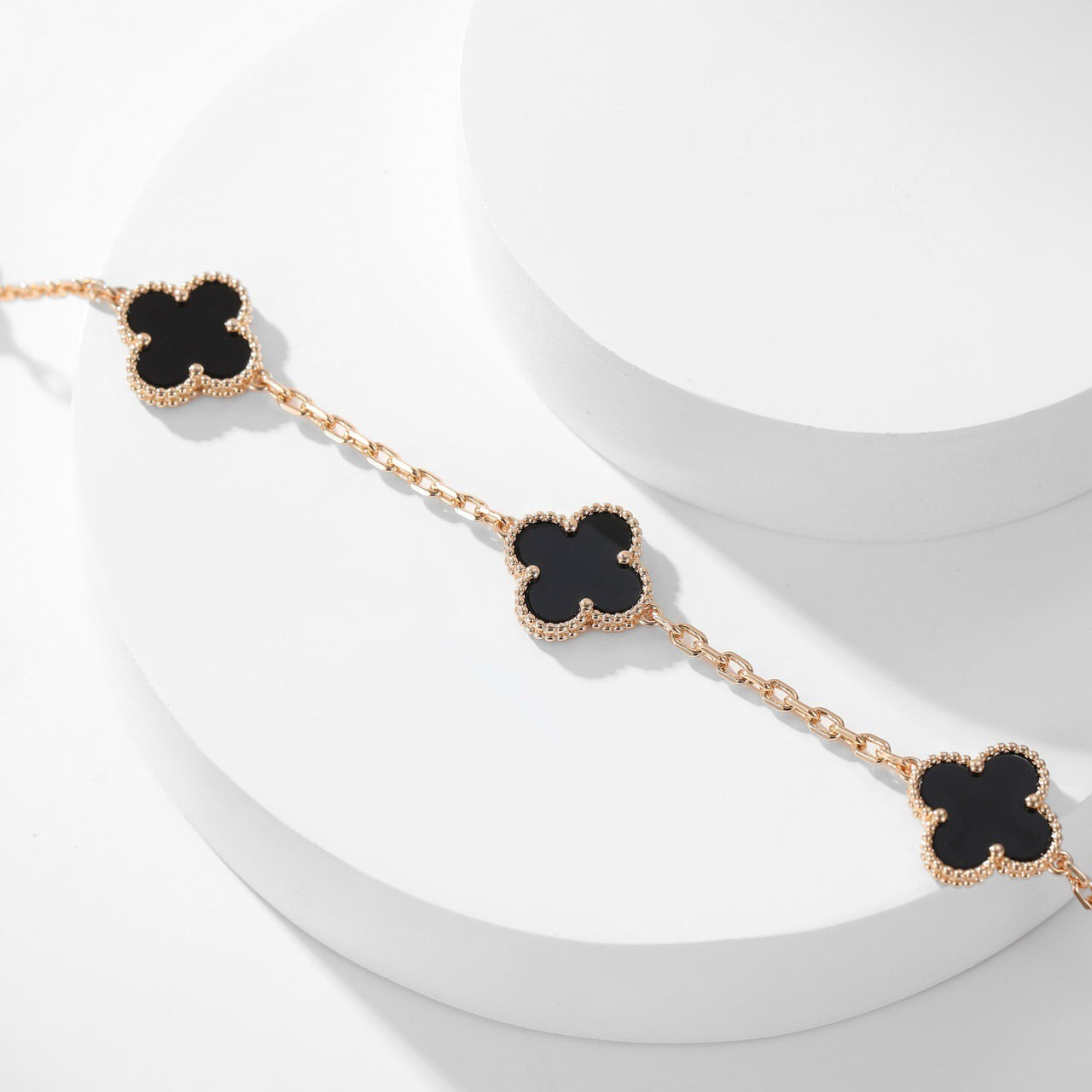 [Aurelle Style]CLOVER 10 MOTIFS ONYX NECKLACE