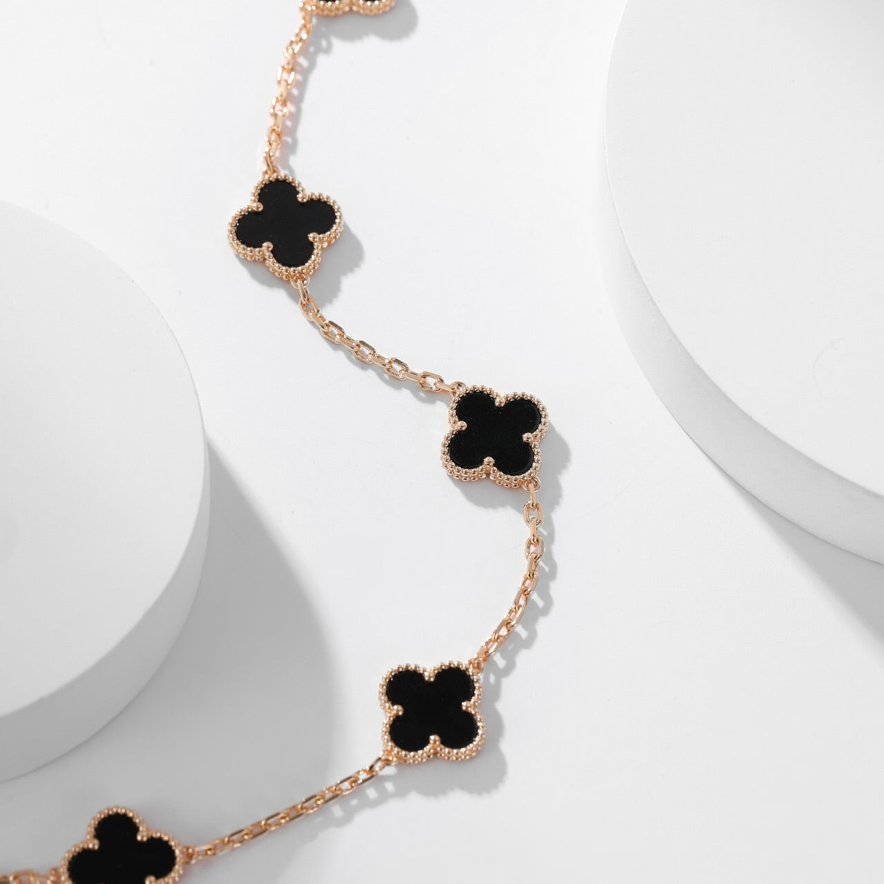 [Aurelle Style]CLOVER 10 MOTIFS ONYX NECKLACE