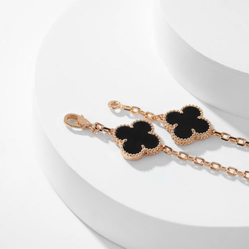 [TOP]CLOVER 10 MOTIFS ONYX NECKLACE