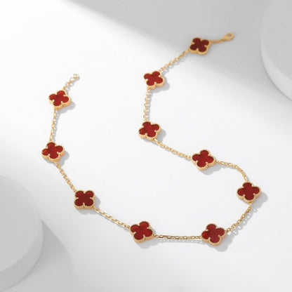 [Aurelle Style]CLOVER 10 MOTIFS CARNELIAN NECKLACE