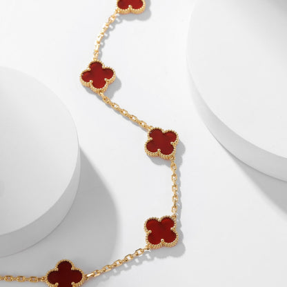 [Aurelle Style]CLOVER 10 MOTIFS CARNELIAN NECKLACE
