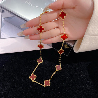 [Aurelle Style]CLOVER 10 MOTIFS CARNELIAN NECKLACE