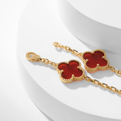 [Aurelle Style]CLOVER 10 MOTIFS CARNELIAN NECKLACE