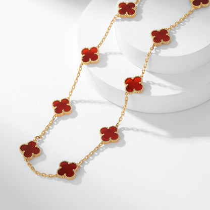 [Aurelle Style]CLOVER 10 MOTIFS CARNELIAN NECKLACE