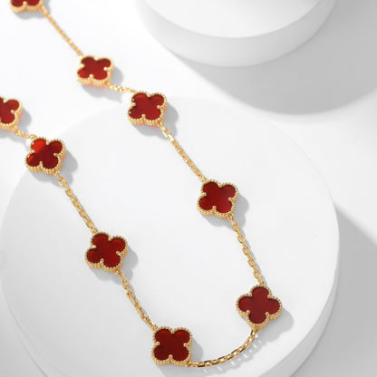 [Aurelle Style]CLOVER 10 MOTIFS CARNELIAN NECKLACE