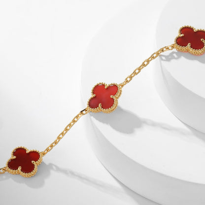 [Aurelle Style]CLOVER 10 MOTIFS CARNELIAN NECKLACE