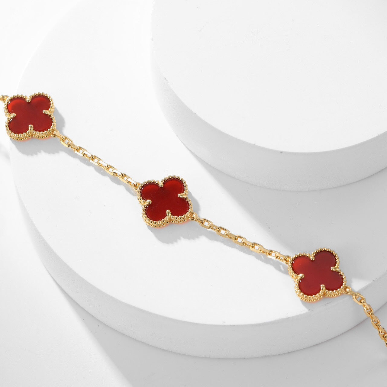 [Aurelle Style]CLOVER 10 MOTIFS CARNELIAN NECKLACE