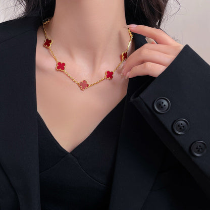 [Aurelle Style]CLOVER 10 MOTIFS CARNELIAN NECKLACE