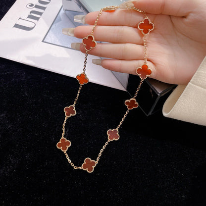 [Aurelle Style]CLOVER 10 MOTIFS CARNELIAN NECKLACE