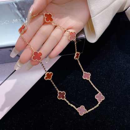 [Aurelle Style]CLOVER 10 MOTIFS CARNELIAN NECKLACE