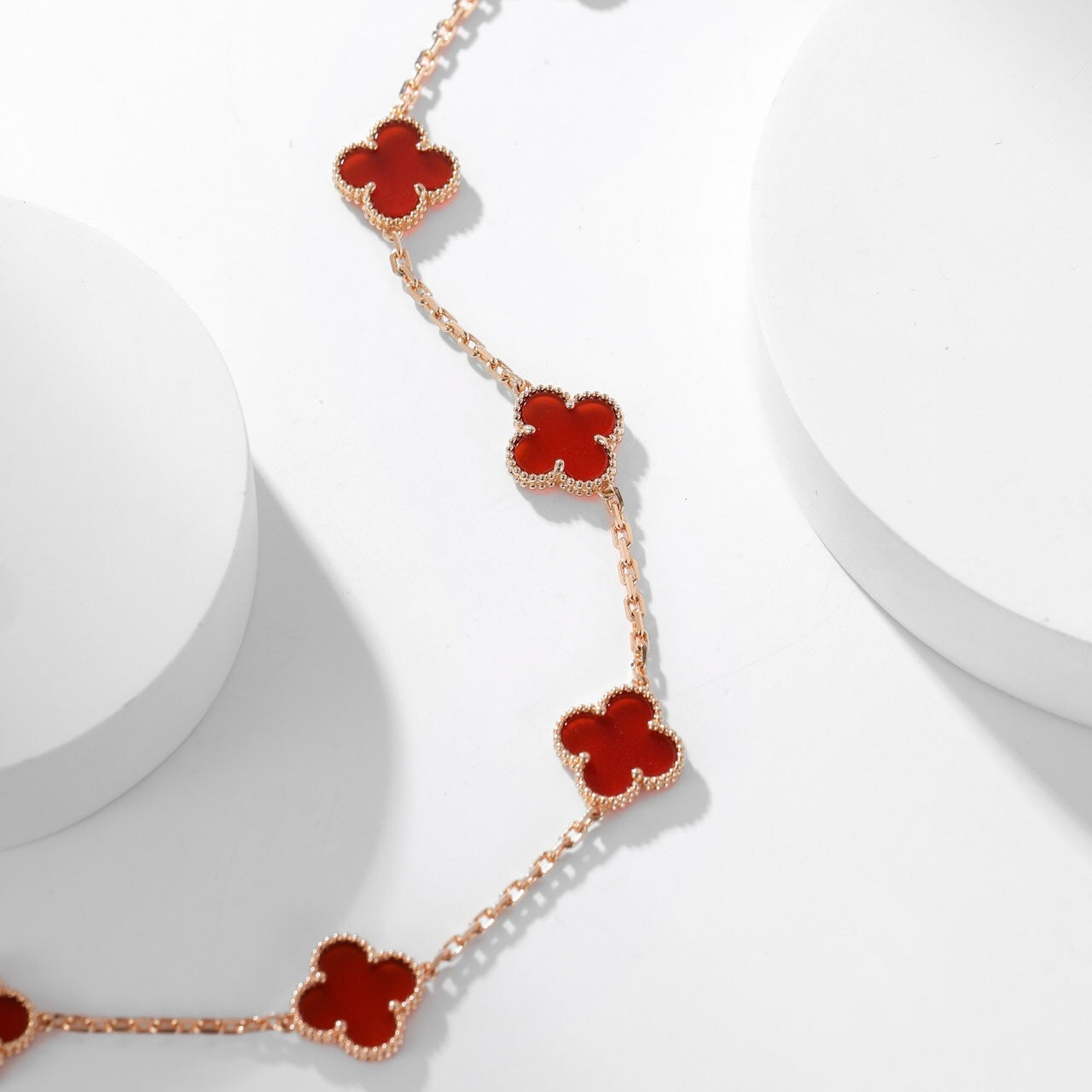 [Aurelle Style]CLOVER 10 MOTIFS CARNELIAN NECKLACE
