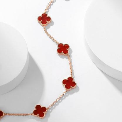 [Aurelle Style]CLOVER 10 MOTIFS CARNELIAN NECKLACE