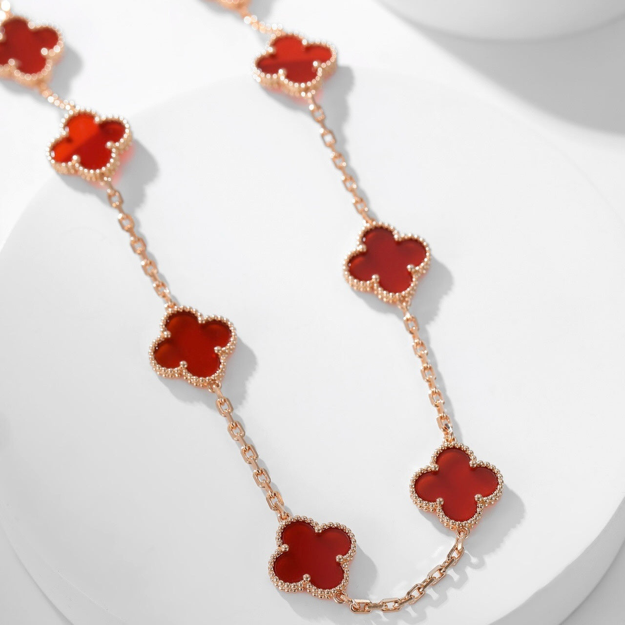 [Aurelle Style]CLOVER 10 MOTIFS CARNELIAN NECKLACE
