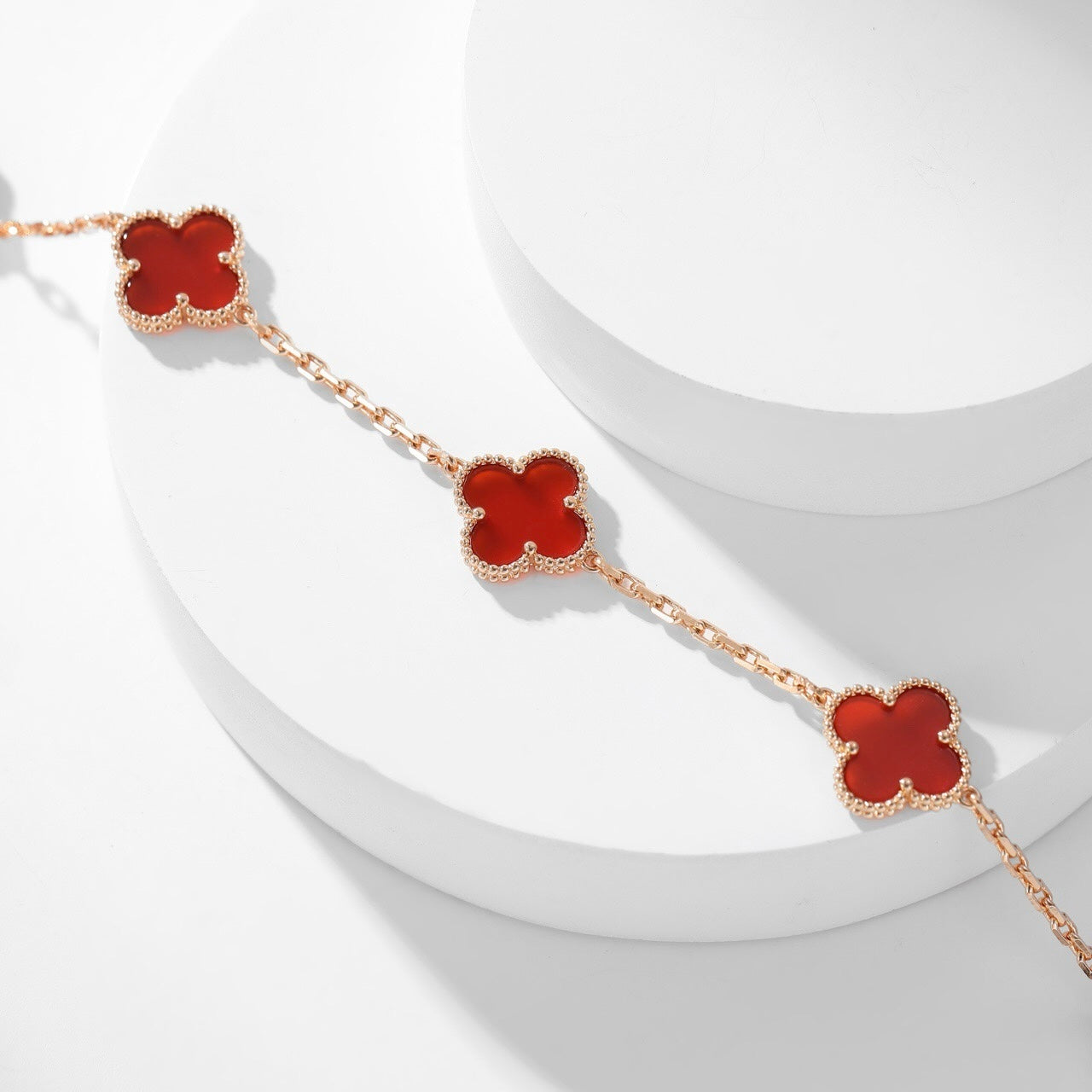 [Aurelle Style]CLOVER 10 MOTIFS CARNELIAN NECKLACE