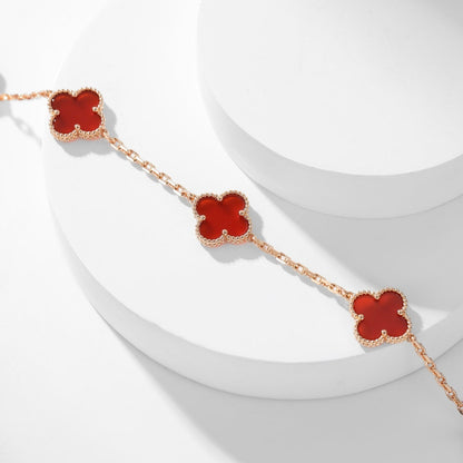 [Aurelle Style]CLOVER 10 MOTIFS CARNELIAN NECKLACE
