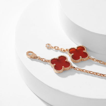 [Aurelle Style]CLOVER 10 MOTIFS CARNELIAN NECKLACE