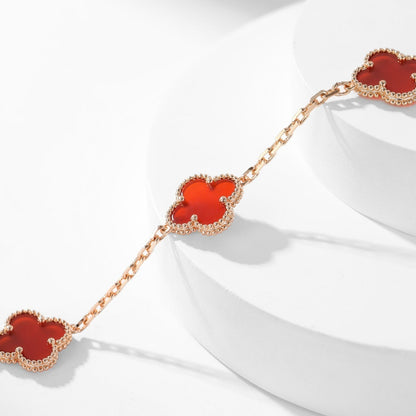 [Aurelle Style]CLOVER 10 MOTIFS CARNELIAN NECKLACE