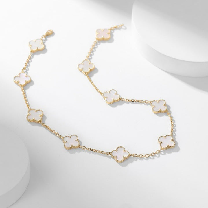 [Aurelle Style]CLOVER 10 MOTIFS WHITE MOTHER OF PEARL NECKLACE
