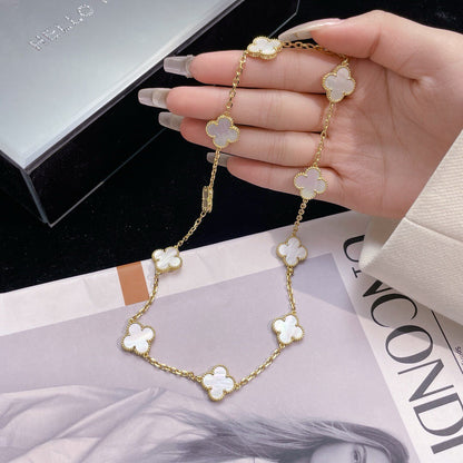 [Aurelle Style]CLOVER 10 MOTIFS WHITE MOTHER OF PEARL NECKLACE