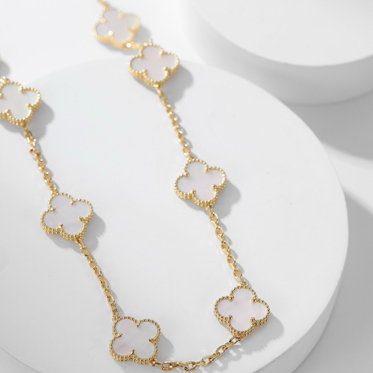 [Aurelle Style]CLOVER 10 MOTIFS WHITE MOTHER OF PEARL NECKLACE