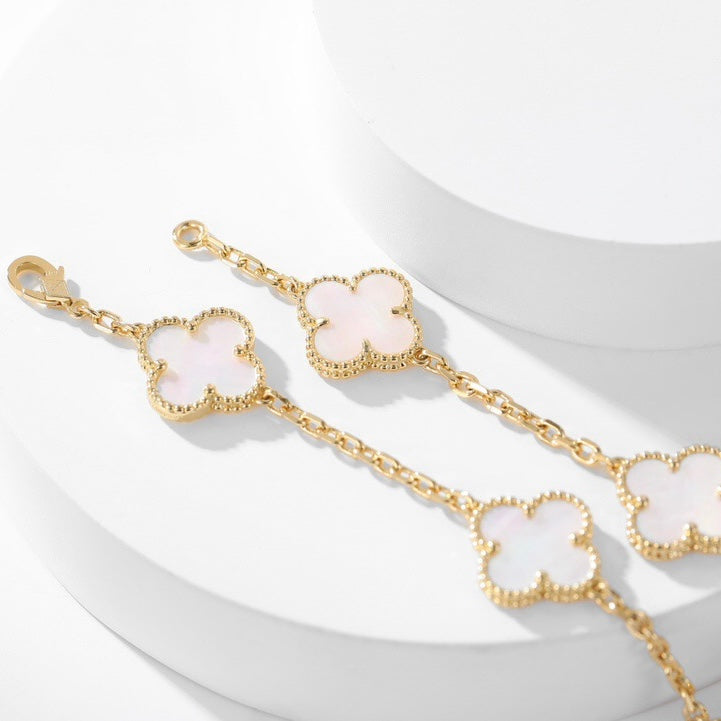 [Aurelle Style]CLOVER 10 MOTIFS WHITE MOTHER OF PEARL NECKLACE
