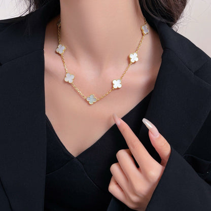 [Aurelle Style]CLOVER 10 MOTIFS WHITE MOTHER OF PEARL NECKLACE