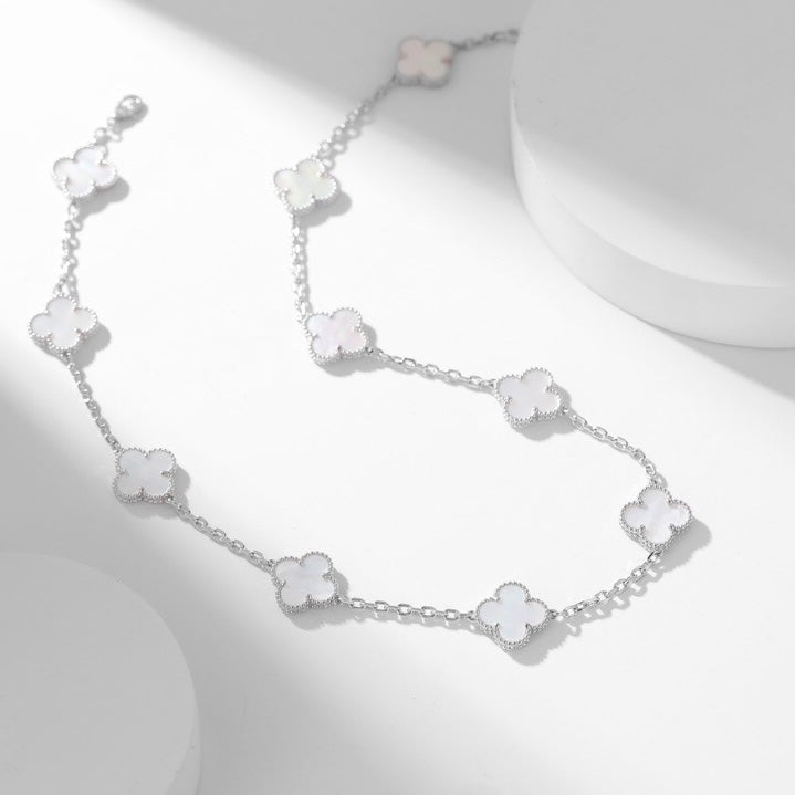 [Aurelle Style]CLOVER 10 MOTIFS WHITE MOTHER OF PEARL NECKLACE