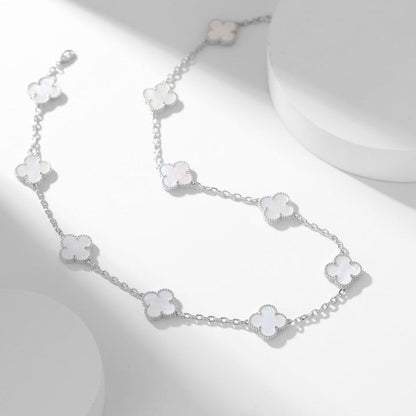 [Aurelle Style]CLOVER 10 MOTIFS WHITE MOTHER OF PEARL NECKLACE