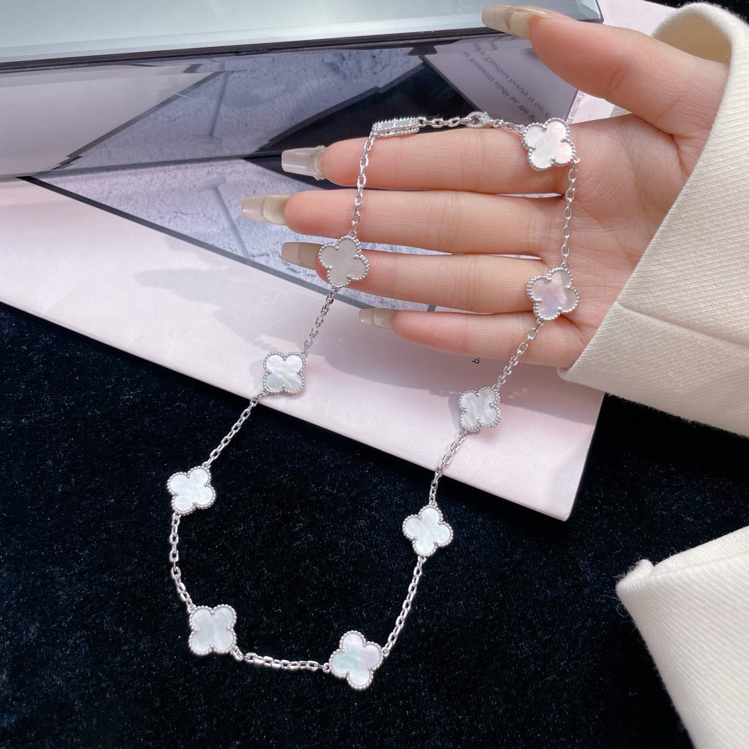 [Aurelle Style]CLOVER 10 MOTIFS WHITE MOTHER OF PEARL NECKLACE