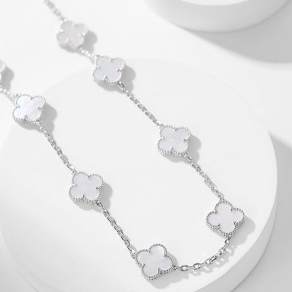 [Aurelle Style]CLOVER 10 MOTIFS WHITE MOTHER OF PEARL NECKLACE