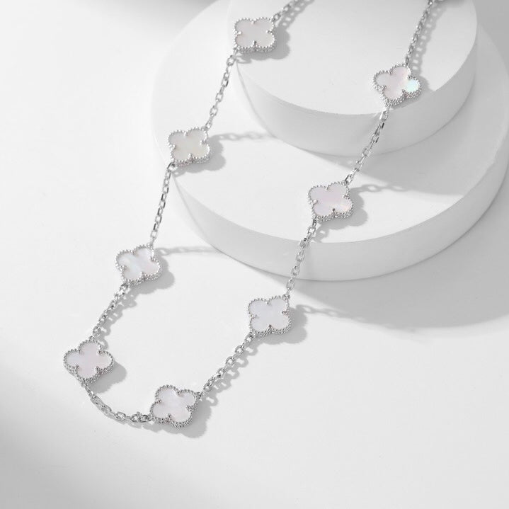 [Aurelle Style]CLOVER 10 MOTIFS WHITE MOTHER OF PEARL NECKLACE