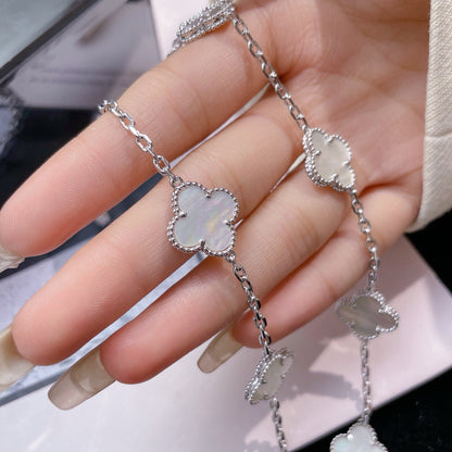 [Aurelle Style]CLOVER 10 MOTIFS WHITE MOTHER OF PEARL NECKLACE