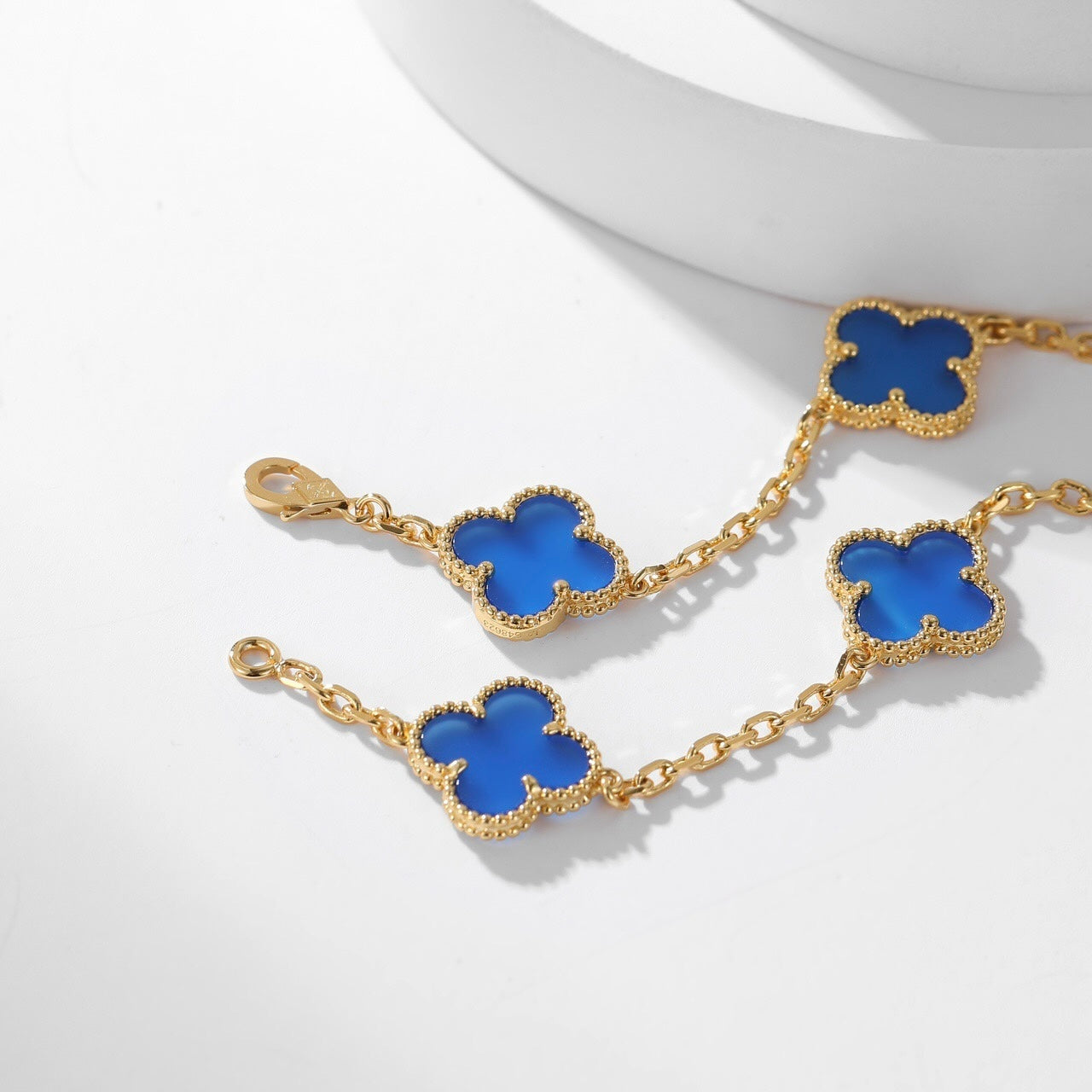 [Aurelle Style]CLOVER 10 MOTIFS BLUE AGATE NECKLACE