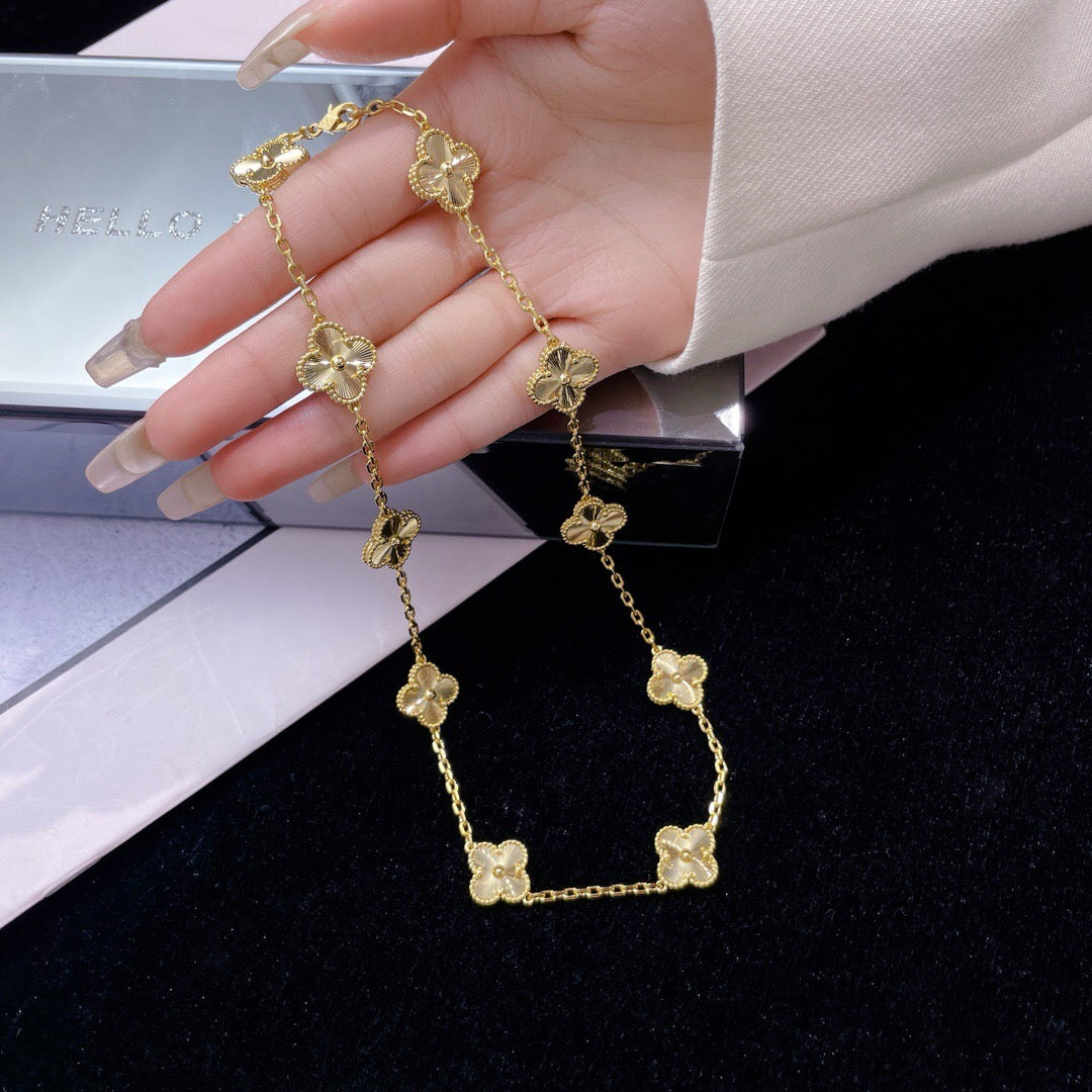[Aurelle Style]CLOVER 10 MOTIFS LASER NECKLACE