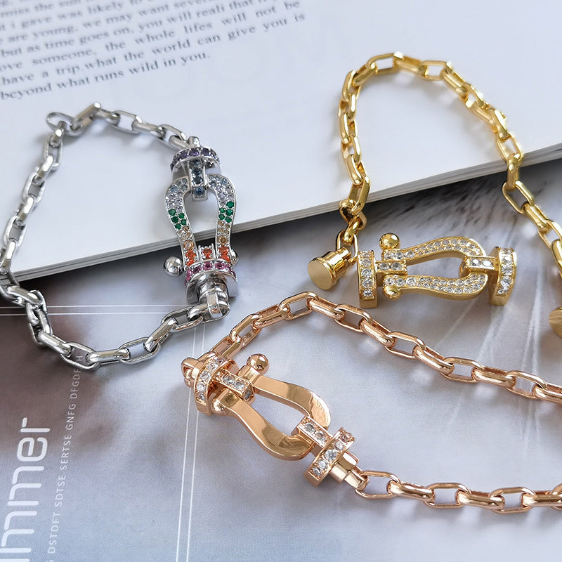 [Aurelle Style]FORCE LARGE HORSESHOE CLASP  METAL BRACELET